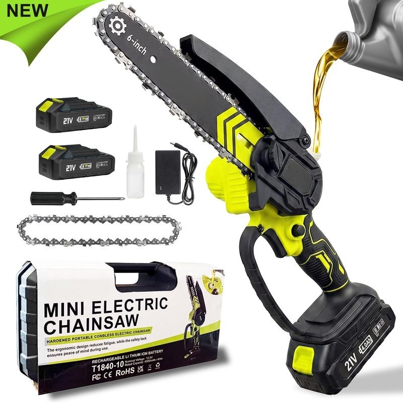 Brushless Mini Chainsaw with Automatic Oiling System, Portable Cordless